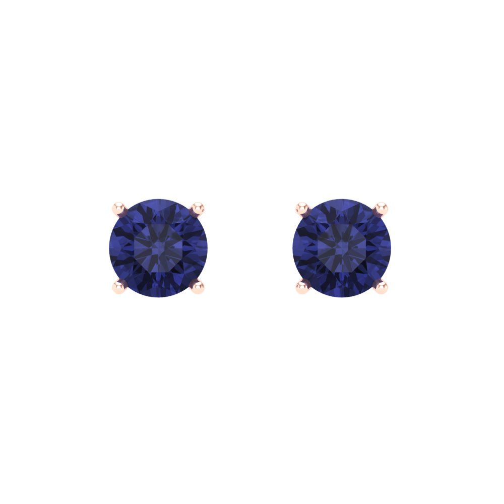 0.5 ctw Tanzanite Studs Earrings | 4.0mm Round Cut White Gold Screw back | December Birthstone