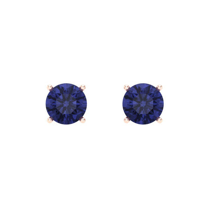 0.5 ctw Tanzanite Studs Earrings | 4.0mm Round Cut White Gold Screw back | December Birthstone