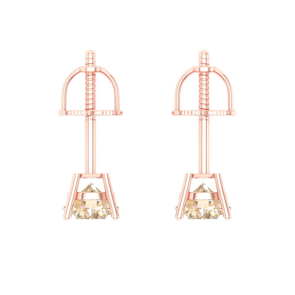 0.5 ctw Morganite Studs Earrings | 4.0mm Round Cut White Gold Screw back | February Birthstone