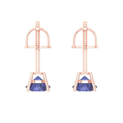 0.5 ctw Tanzanite Studs Earrings | 4.0mm Round Cut White Gold Screw back | December Birthstone