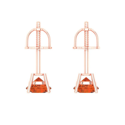0.5 ctw Red Zirconia Studs Earrings | 4.0mm Round Cut White Gold Screw back | April Birthstone