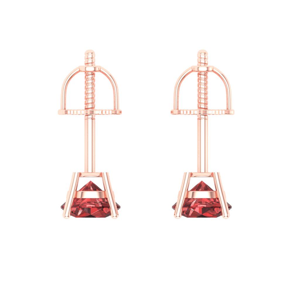 0.5 ctw Garnet Studs Earrings | 4.0mm Round Cut White Gold Screw back | January Birthstone