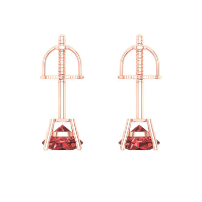 0.5 ctw Garnet Studs Earrings | 4.0mm Round Cut White Gold Screw back | January Birthstone