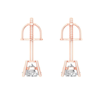 0.5 ctw Moissanite Studs Earrings | 4.0mm Round Cut White Gold Screw back | April Birthstone