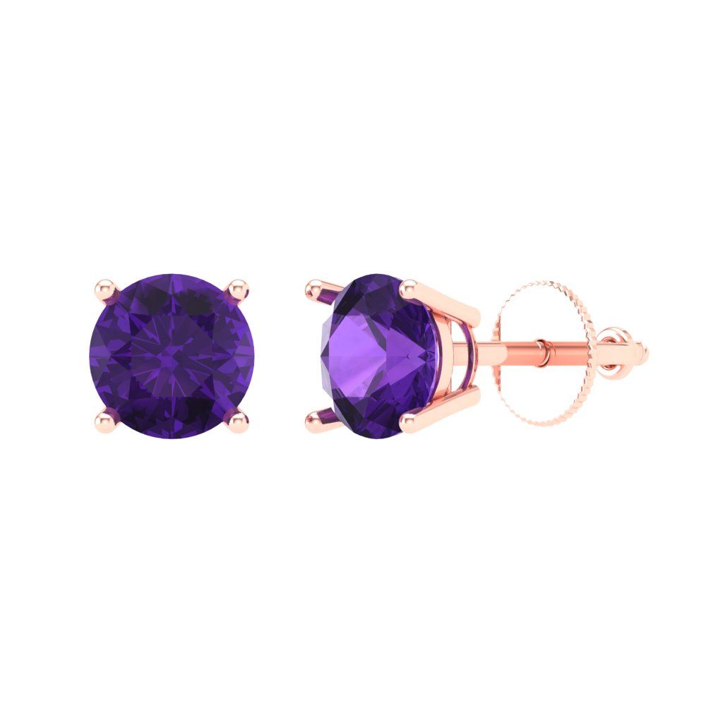 1.5cttw Amethyst Gold-Plated 925 Silver Screw Back Stud Earrings