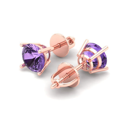 1.5cttw Alexandrite Gold-Plated 925 Silver Screw Back Stud Earrings