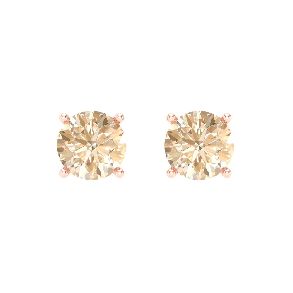 1.5 ctw Morganite Studs Earrings | 6mm Round Cut White Gold Screw back | February Birthstone