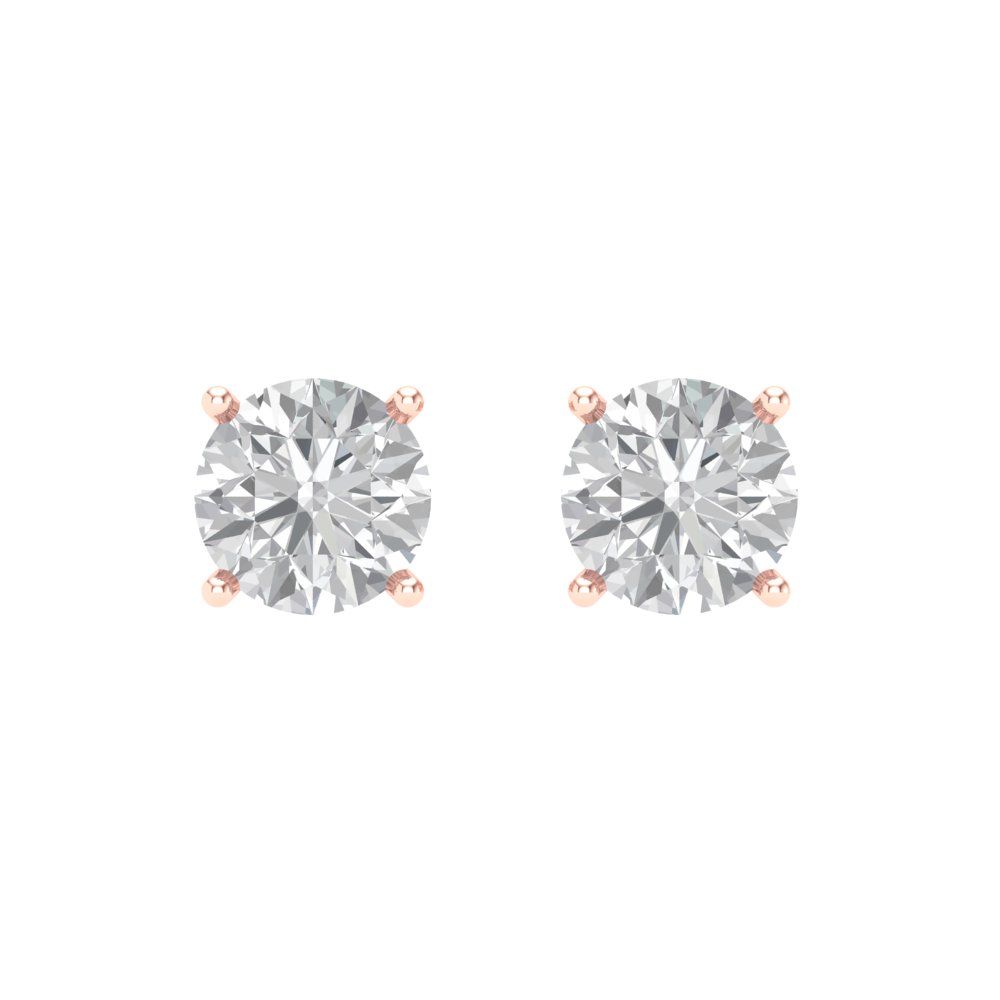1.5 ctw White Sapphire Studs Earrings | 6mm Round Cut White Gold Screw back | April Birthstone