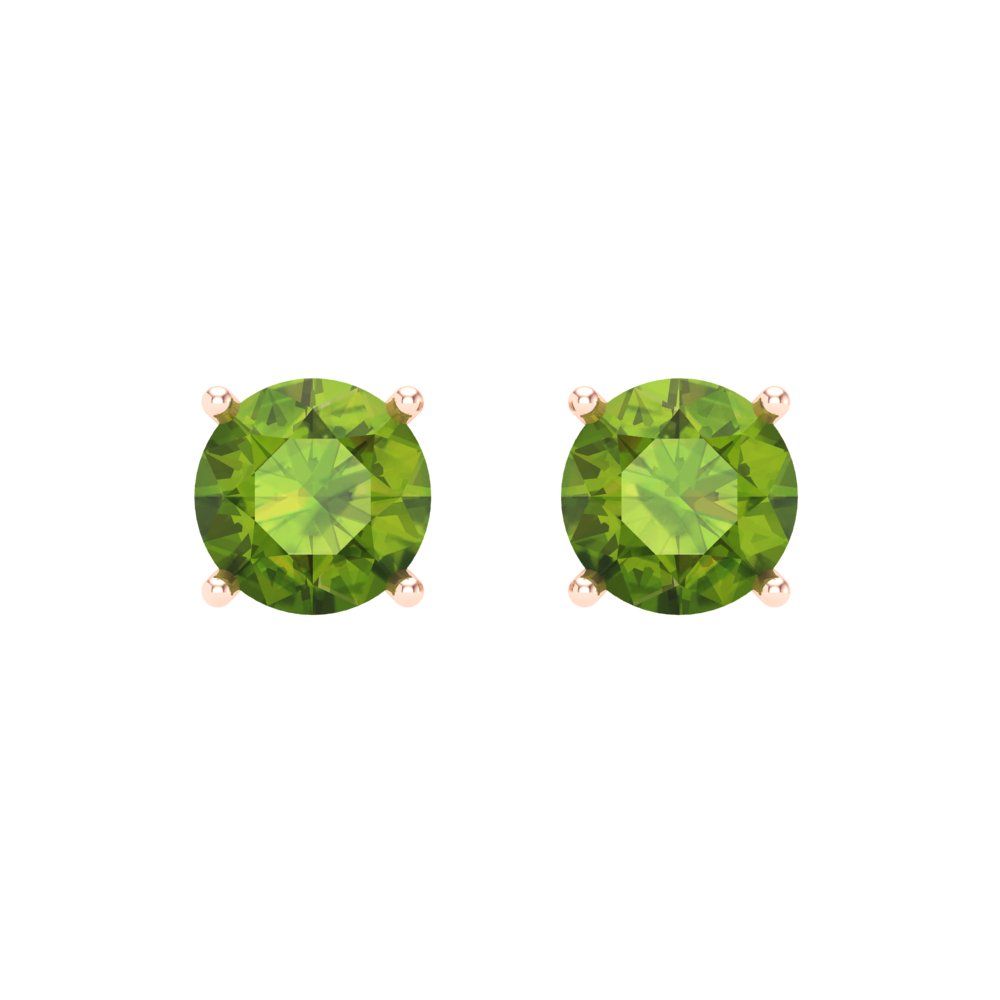 1.5 ctw Peridot Studs Earrings | 6mm Round Cut White Gold Screw back | August Birthstone