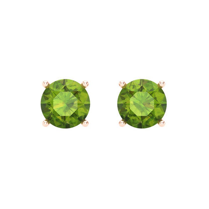 1.5 ctw Peridot Studs Earrings | 6mm Round Cut White Gold Screw back | August Birthstone