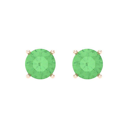 1.5 ctw Green Zirconia Studs Earrings | 6mm Round Cut White Gold Screw back | April Birthstone