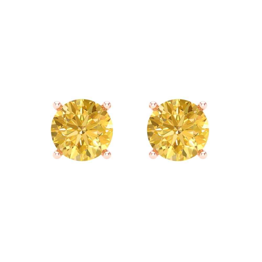 1.5 ctw Citrine Studs Earrings | 6mm Round Cut White Gold Screw back | November Birthstone