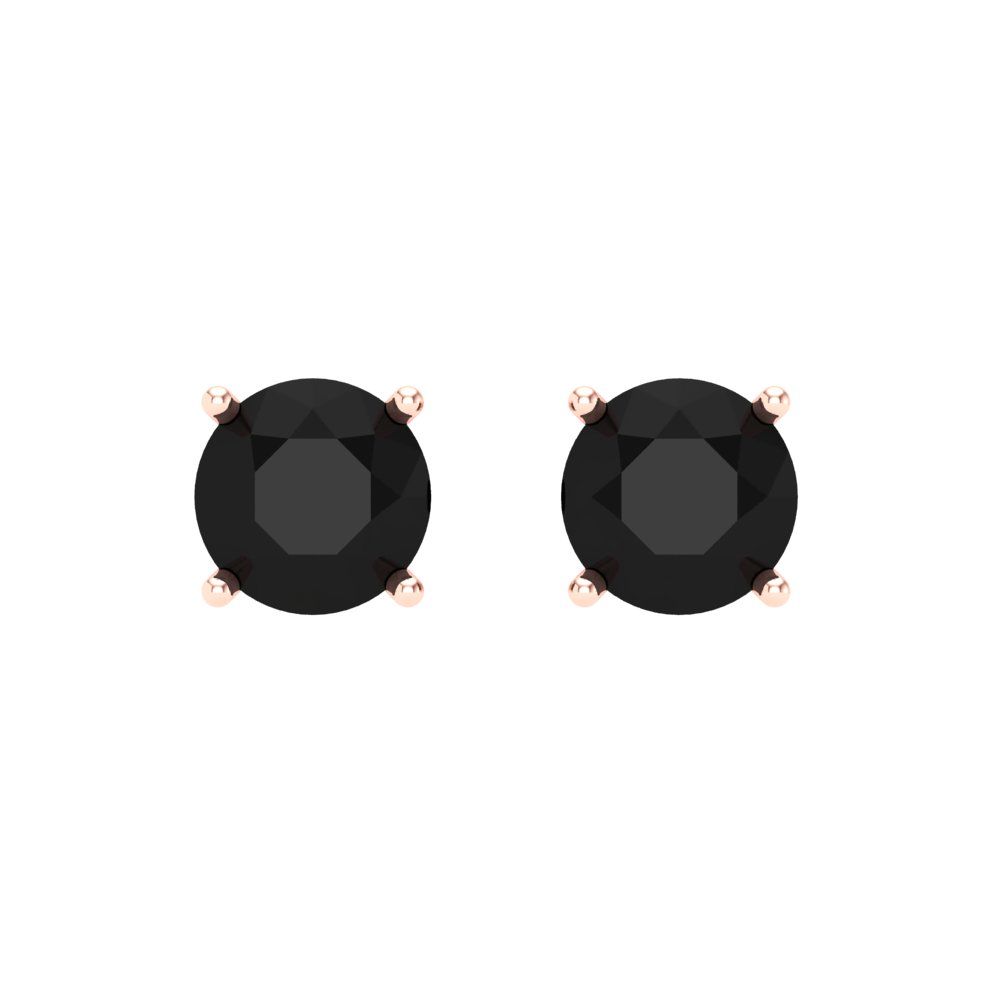 1.5 ctw Onyx Studs Earrings | 6mm Round Cut White Gold Screw back | July Birthstone