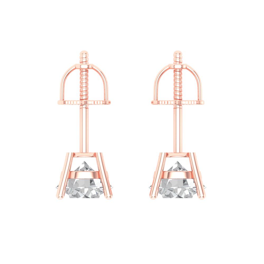 1.5 ctw Moissanite Studs Earrings | 6mm Round Cut White Gold Screw back | April Birthstone
