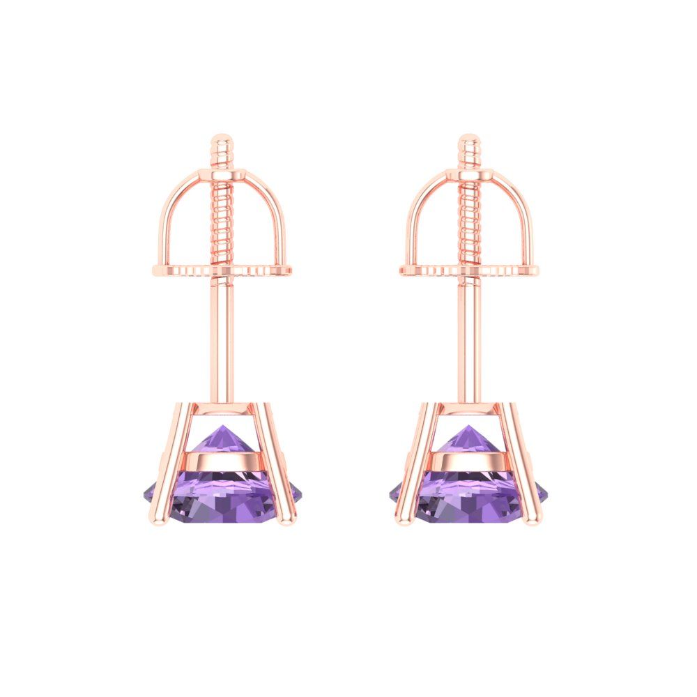 1.5cttw Alexandrite Gold-Plated 925 Silver Screw Back Stud Earrings