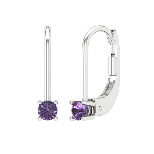 0.5 ctw Alexandrite Drop Dangle Earrings | 4.0mm Round Cut White Gold Lever Back | June Birthstone