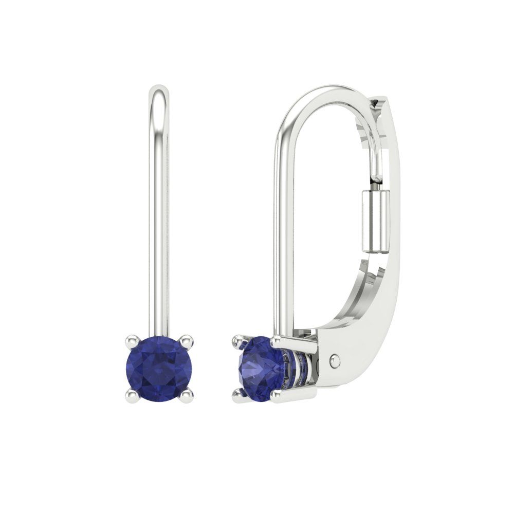 0.5 ctw Tanzanite Drop Dangle Earrings | 4.0mm Round Cut White Gold Lever Back | December Birthstone