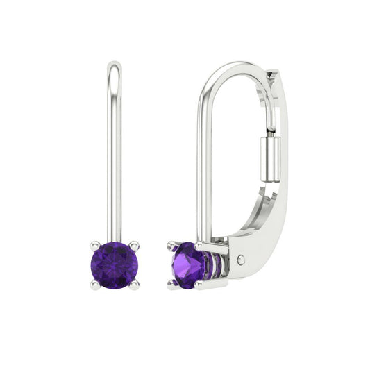 0.5cttw Amethyst Gold-Plated 925 Silver Lever Back Drop Dangle Earrings