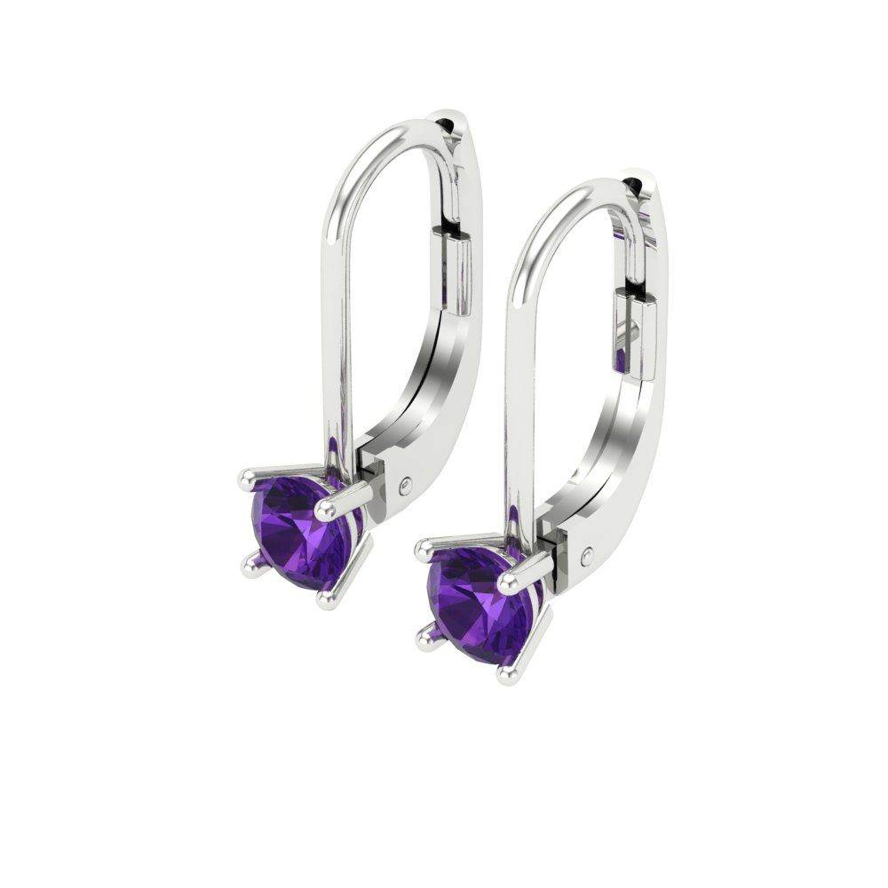 0.5cttw Amethyst Gold-Plated 925 Silver Lever Back Drop Dangle Earrings