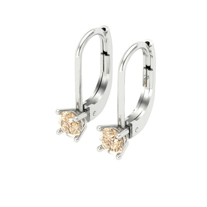 0.5 ctw Morganite Drop Dangle Earrings | 4.0mm Round Cut White Gold Lever Back | February Birthstone