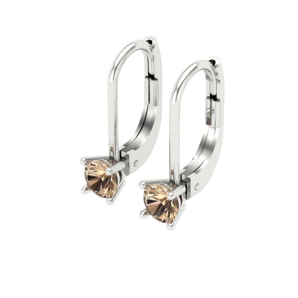 0.5 ctw Yellow Moissanite Drop Dangle Earrings | 4.0mm Round Cut White Gold Lever Back | April Birthstone
