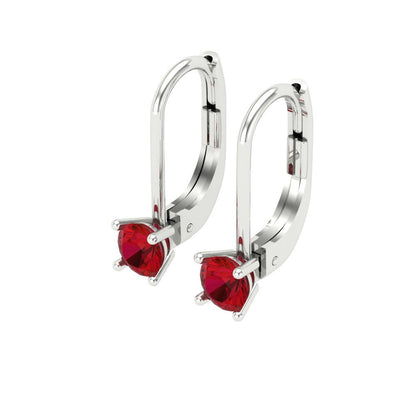 0.5 ctw Pink Tourmaline Drop Dangle Earrings | 4.0mm Round Cut White Gold Lever Back | April Birthstone