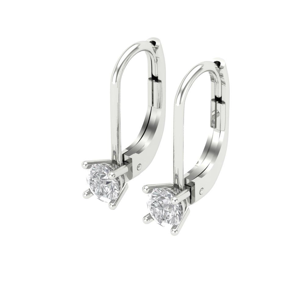 0.5 ctw Moissanite Drop Dangle Earrings | 4.0mm Round Cut White Gold Lever Back | April Birthstone