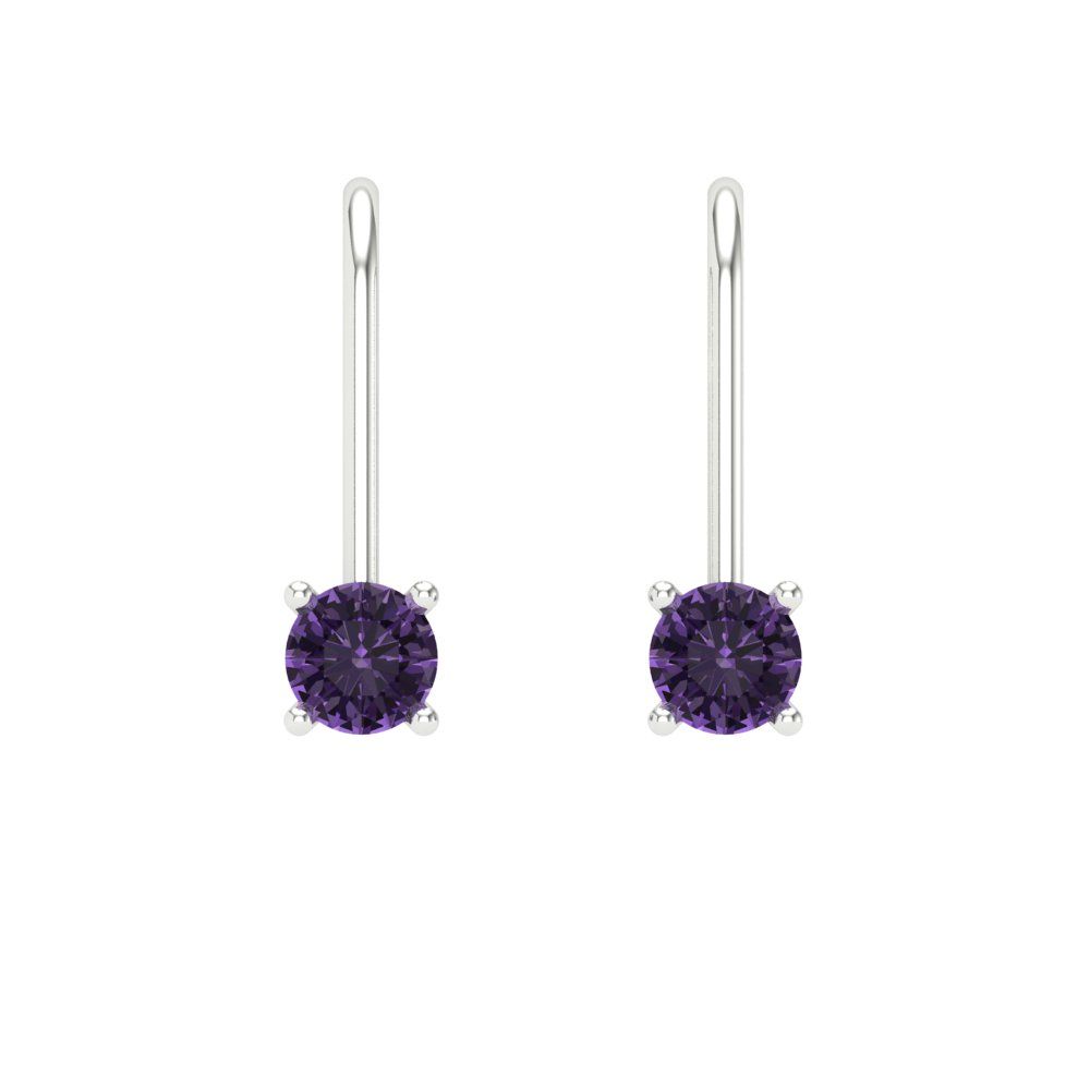 0.5 ctw Alexandrite Drop Dangle Earrings | 4.0mm Round Cut White Gold Lever Back | June Birthstone