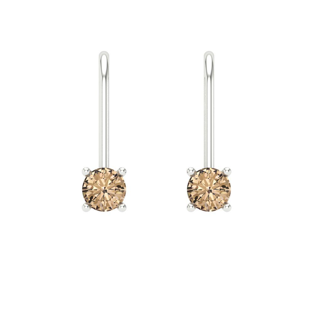 0.5 ctw Yellow Moissanite Drop Dangle Earrings | 4.0mm Round Cut White Gold Lever Back | April Birthstone