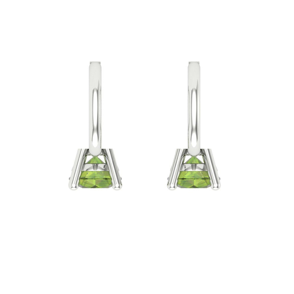 0.5 ctw Peridot Drop Dangle Earrings | 4.0mm Round Cut White Gold Lever Back | August Birthstone
