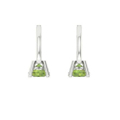 0.5 ctw Peridot Drop Dangle Earrings | 4.0mm Round Cut White Gold Lever Back | August Birthstone