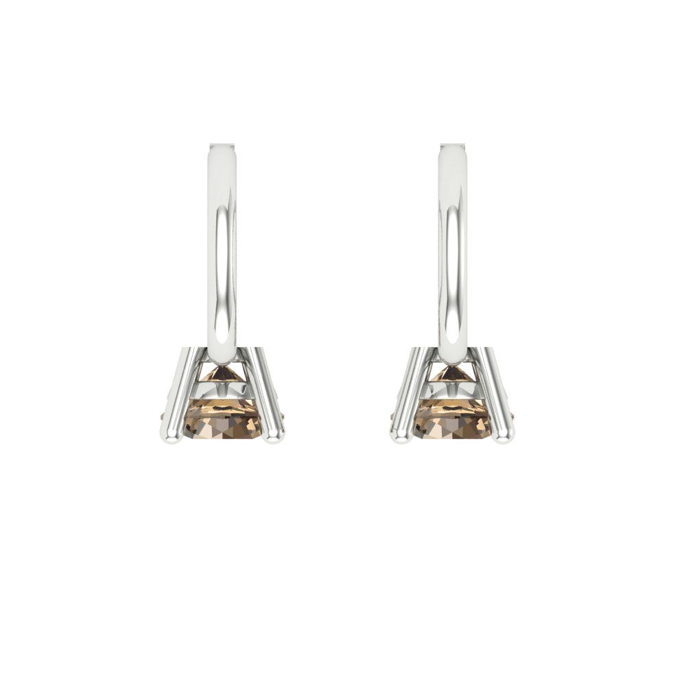 0.5 ctw Champagne Drop Dangle Earrings | 4.0mm Round Cut White Gold Lever Back | April Birthstone