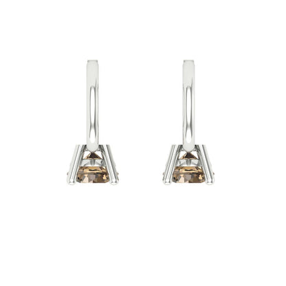 0.5 ctw Champagne Drop Dangle Earrings | 4.0mm Round Cut White Gold Lever Back | April Birthstone