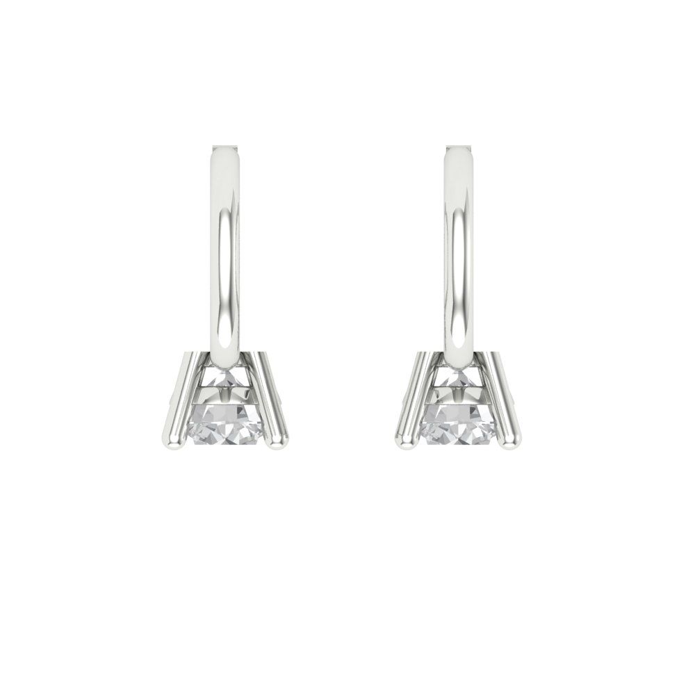 0.5 ctw Moissanite Drop Dangle Earrings | 4.0mm Round Cut White Gold Lever Back | April Birthstone