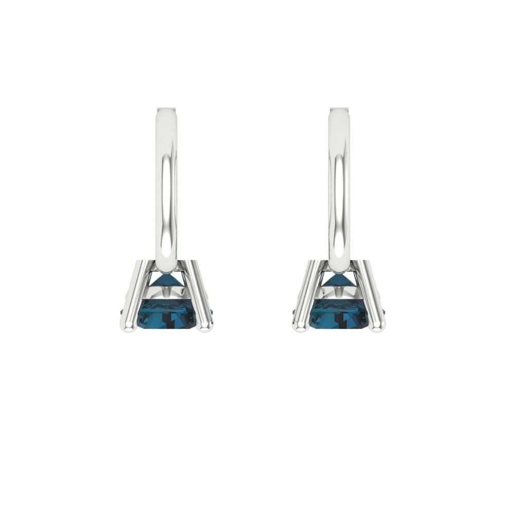 0.5 ctw London Blue Topaz Drop Dangle Earrings | 4.0mm Round Cut White Gold Lever Back | December Birthstone
