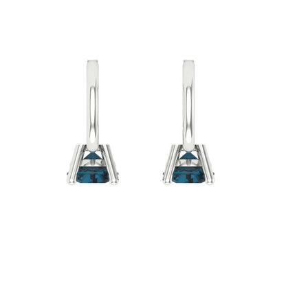 0.5 ctw London Blue Topaz Drop Dangle Earrings | 4.0mm Round Cut White Gold Lever Back | December Birthstone