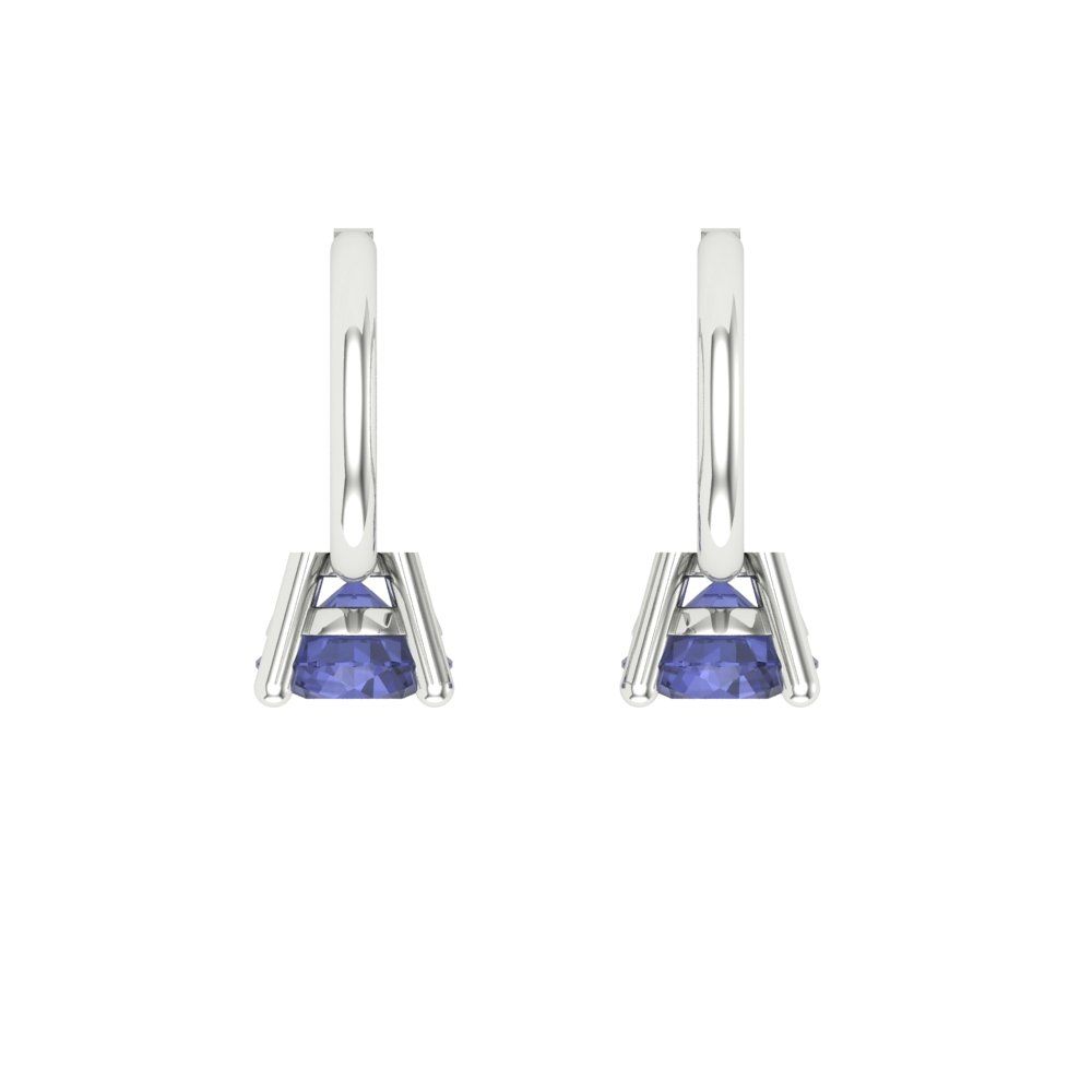0.5 ctw Tanzanite Drop Dangle Earrings | 4.0mm Round Cut White Gold Lever Back | December Birthstone