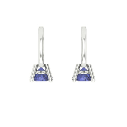 0.5 ctw Tanzanite Drop Dangle Earrings | 4.0mm Round Cut White Gold Lever Back | December Birthstone