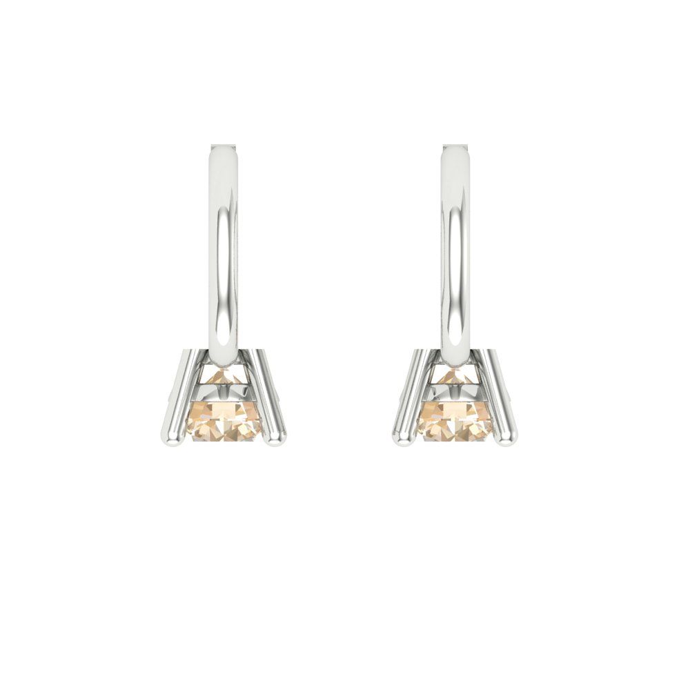 0.5 ctw Morganite Drop Dangle Earrings | 4.0mm Round Cut White Gold Lever Back | February Birthstone