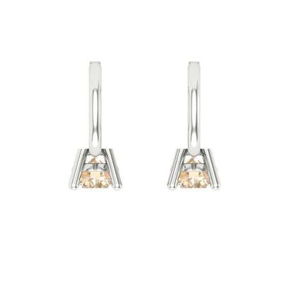 0.5 ctw Morganite Drop Dangle Earrings | 4.0mm Round Cut White Gold Lever Back | February Birthstone