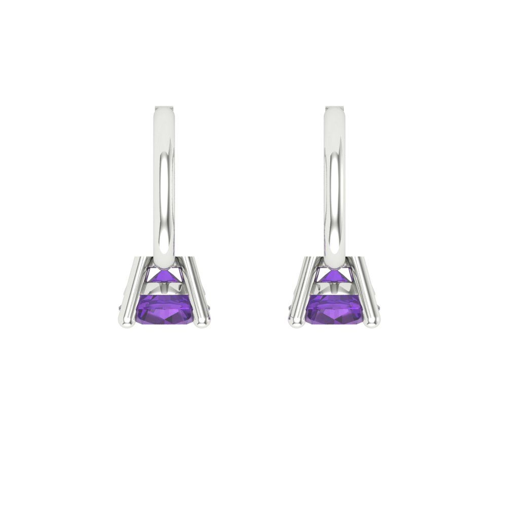 0.5 ctw Amethyst Drop Dangle Earrings | 4.0mm Round Cut White Gold Lever Back | February Birthstone