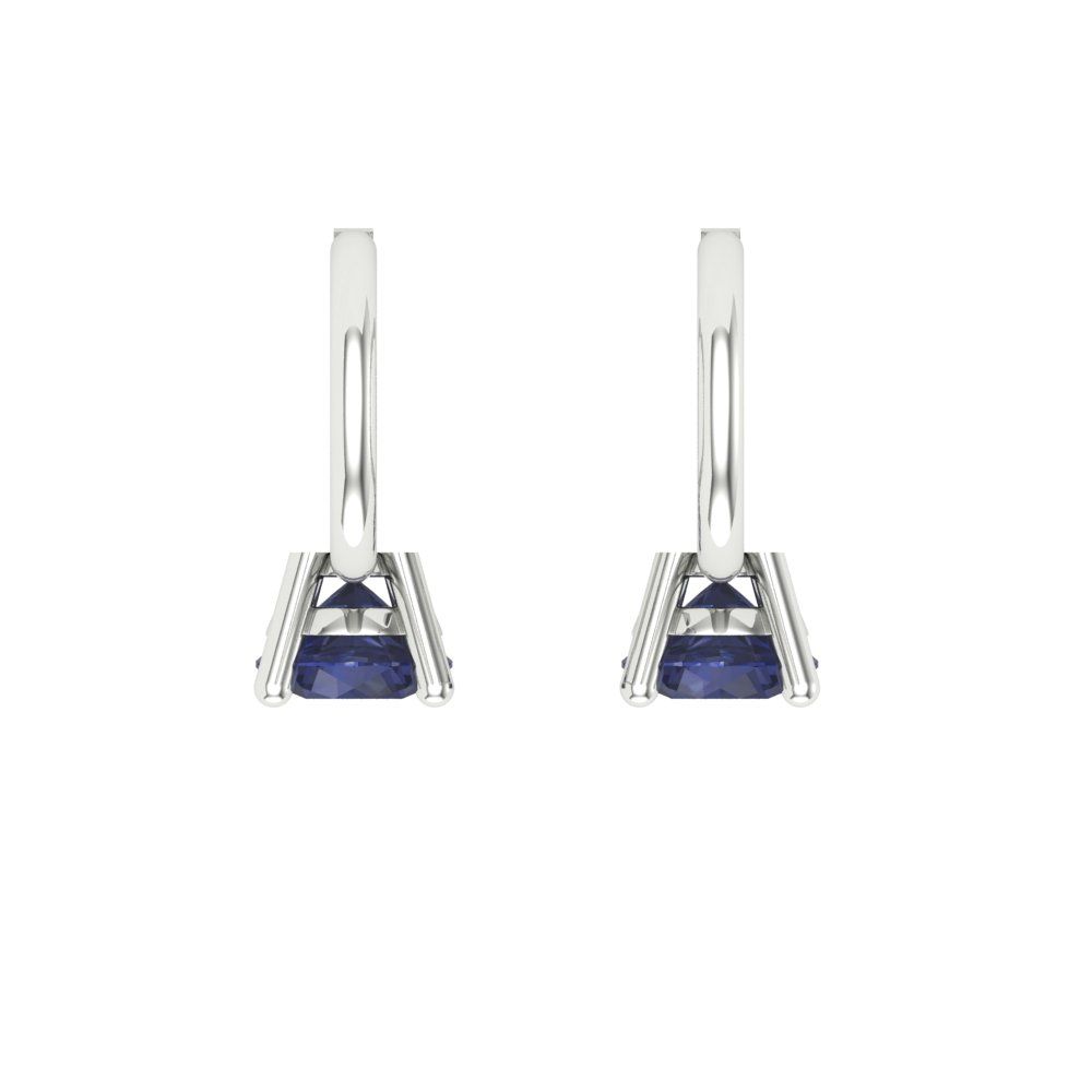 0.5 ctw Blue Sapphire Drop Dangle Earrings | 4.0mm Round Cut White Gold Lever Back | September Birthstone