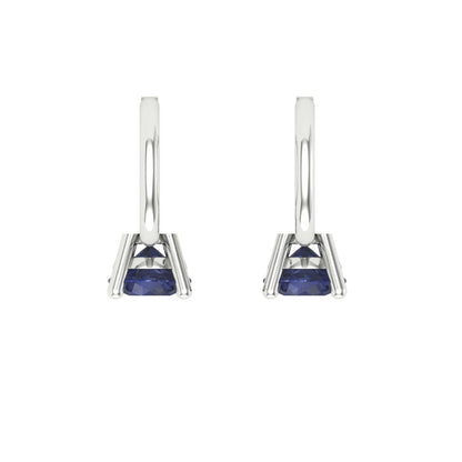 0.5 ctw Blue Sapphire Drop Dangle Earrings | 4.0mm Round Cut White Gold Lever Back | September Birthstone