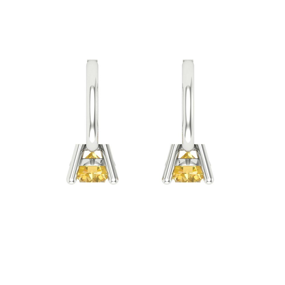 0.5 ctw Citrine Drop Dangle Earrings | 4.0mm Round Cut White Gold Lever Back | November Birthstone