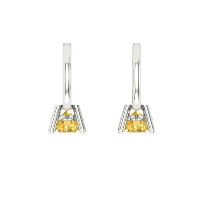 0.5 ct Brilliant Round Cut Drop Dangle Yellow Simulated Diamond Stone White Gold Earrings Lever Back