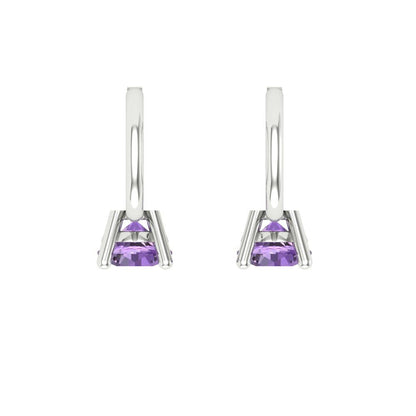 0.5 ctw Alexandrite Drop Dangle Earrings | 4.0mm Round Cut White Gold Lever Back | June Birthstone