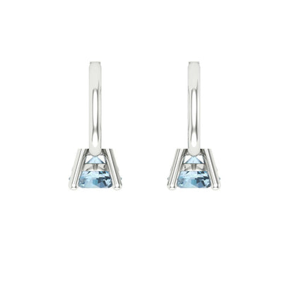 0.5 ctw Aquamarine Drop Dangle Earrings | 4.0mm Round Cut White Gold Lever Back | March Birthstone