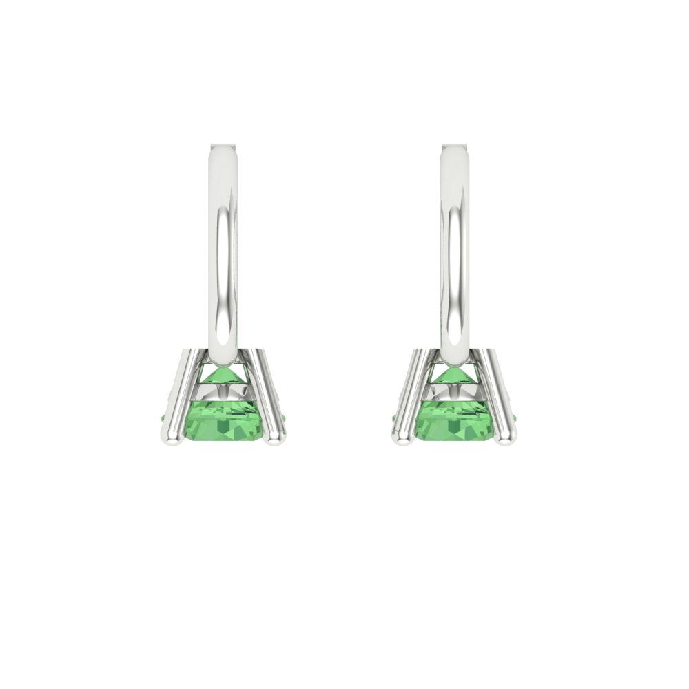 0.5 ctw Green Zirconia Drop Dangle Earrings | 4.0mm Round Cut White Gold Lever Back | April Birthstone