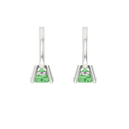 0.5 ctw Green Zirconia Drop Dangle Earrings | 4.0mm Round Cut White Gold Lever Back | April Birthstone
