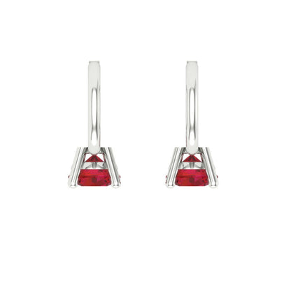 0.5 ctw Pink Tourmaline Drop Dangle Earrings | 4.0mm Round Cut White Gold Lever Back | April Birthstone